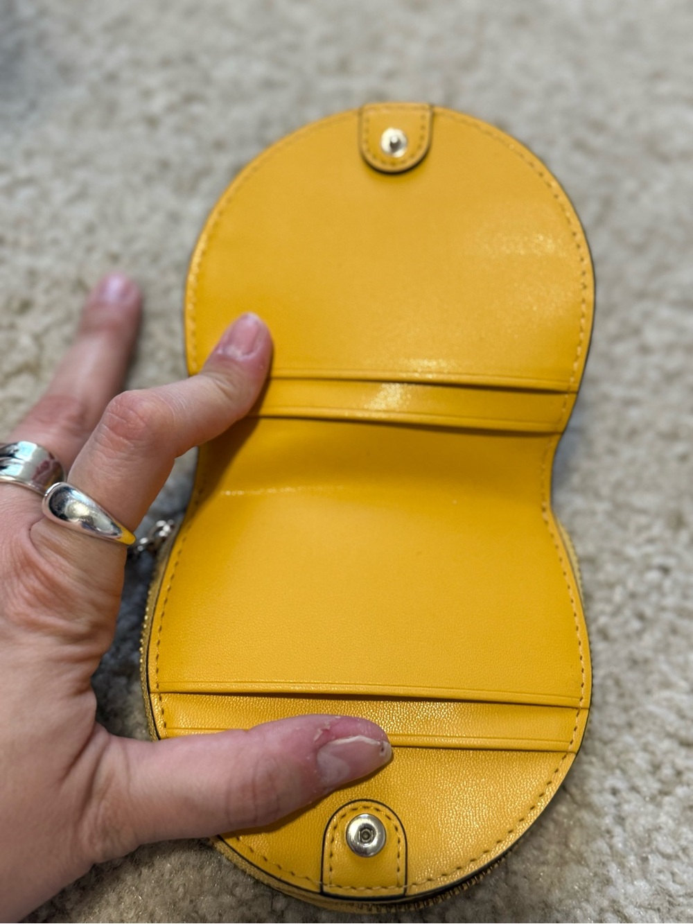 kate spade Yellow Pebbled Leather Key Coin Pouch with Key Ring - Picture 3 of 7